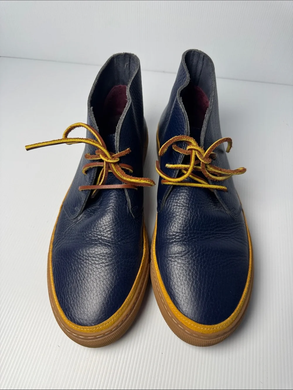 NOAH WAXMAN Hamilton Chukka Sneakers Men's Cobalt Navy Blue Leather US 8 - 41.5